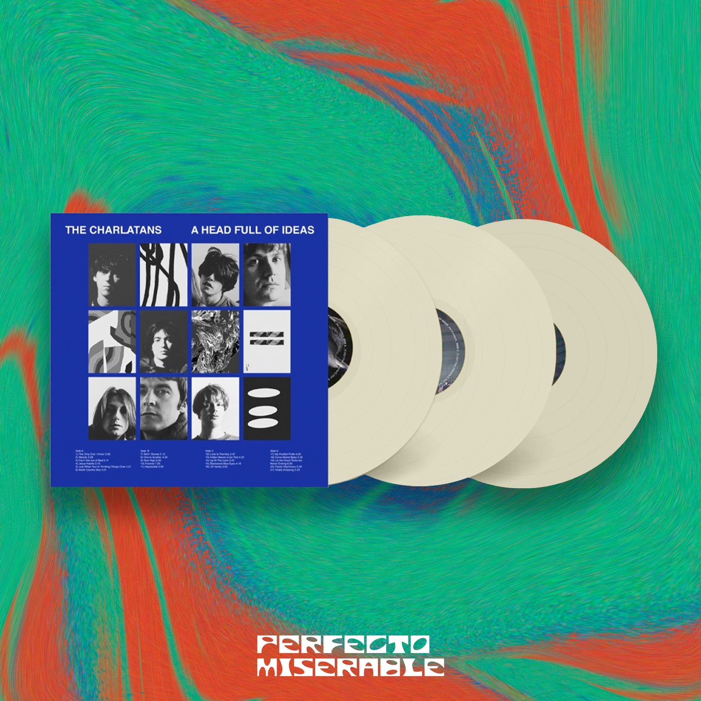 THE CHARLATANS - A HEAD FULL OF IDEAS + LIVE_TRUST IS FOR BELIEVERS (3 LP'S OPAQUE VINYL)