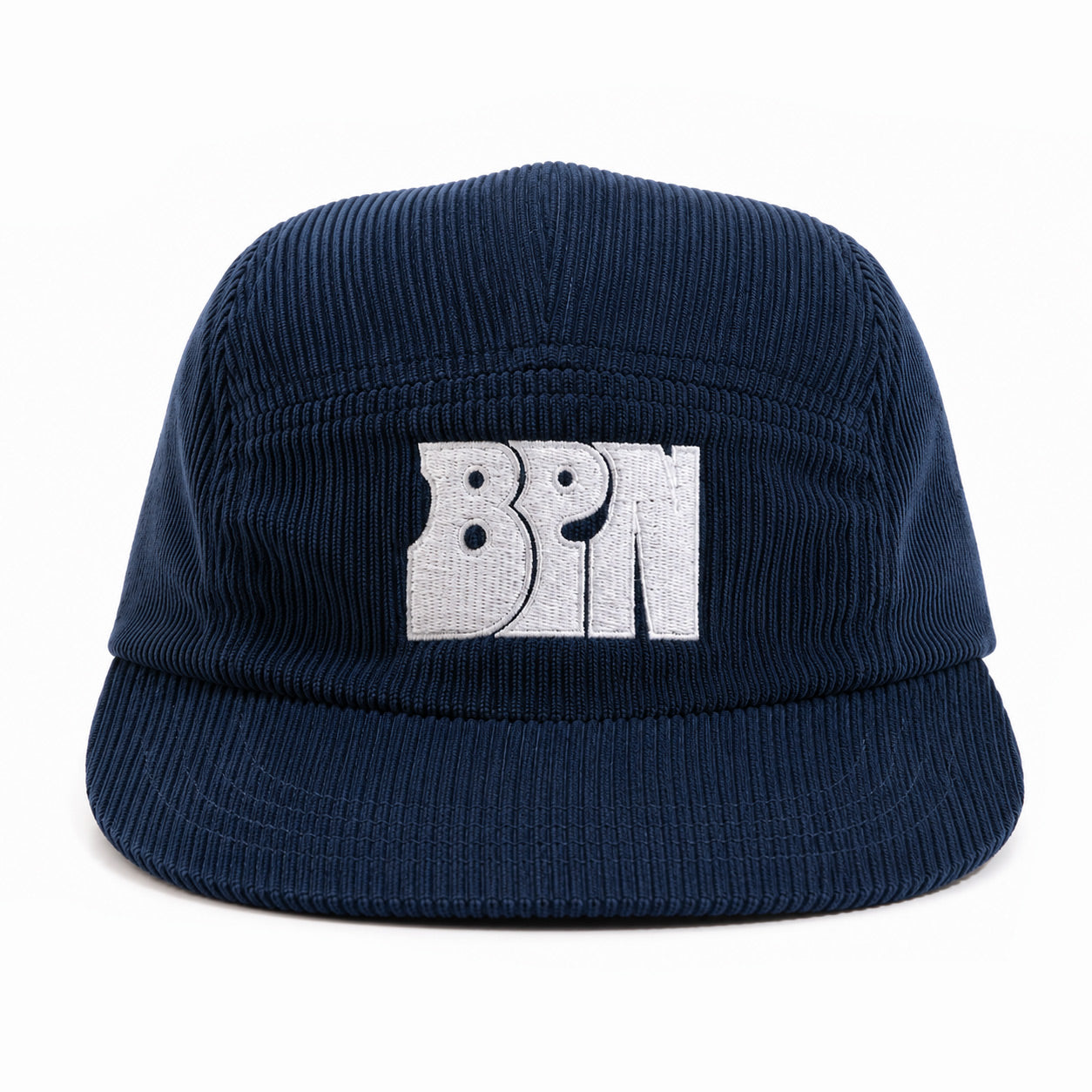 "BPN" LOGO NAVY BLUE CORDUROY 5 PANEL HAT