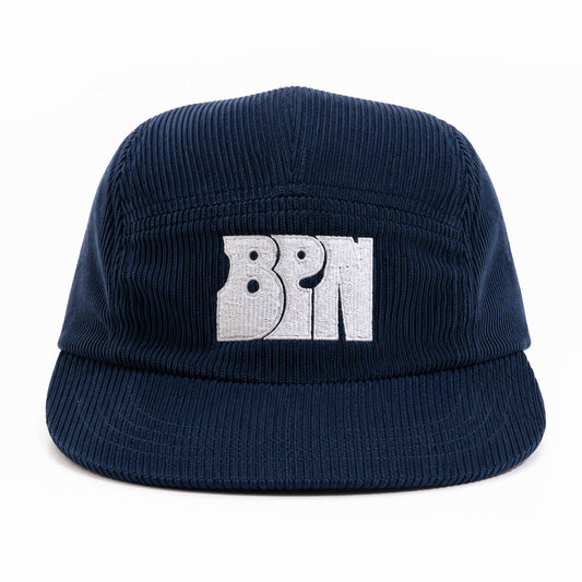 "BPN" LOGO NAVY BLUE CORDUROY 5 PANEL HAT