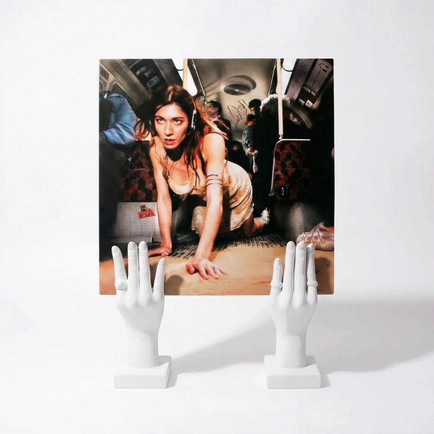 BASE DE MANOS PARA VINILOS (HANDS RECORD DISPLAY) GLOSSY WHITE